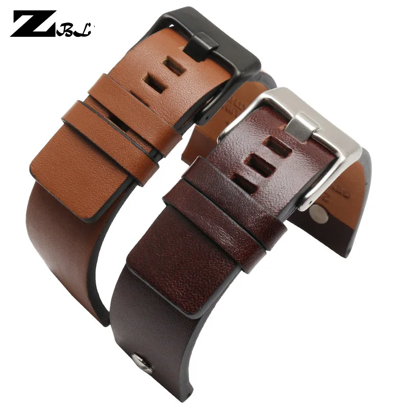 Genuine leather watch strap 22 24 26 28 30mm watchband with rivet
