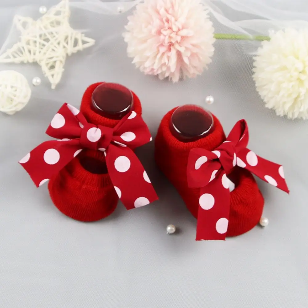 Headband Bow Socks Baby Christmas Gift Toddler Floor Socks Infant Anti Slip Socks Socks Headband Set Newborn Baby Girl Socks