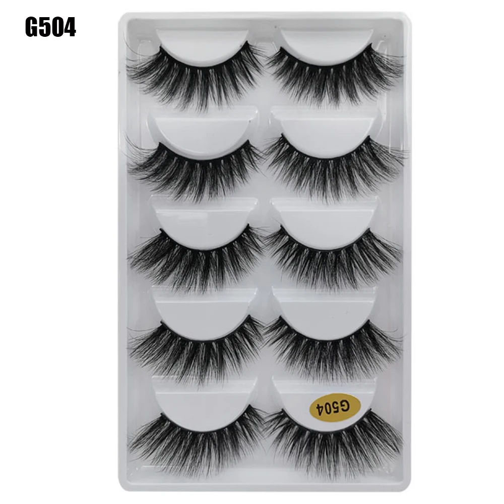 G504 Мода 5 пар 3D Искусственные норковые накладные ресницы Wispies Fluffies Длинные Накладные ресницы из Натурального Волоса ручной работы крест-накрест Накладные ресницы - Цвет: G504