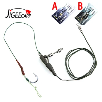 

JIGEECARP 1 Set Hand Tied Carp Rig Set Carp Fishing Hair Rigs Inline Method Feeder Lead for Pop-up Boilie Bait #2 #4 #6 #8 Hook