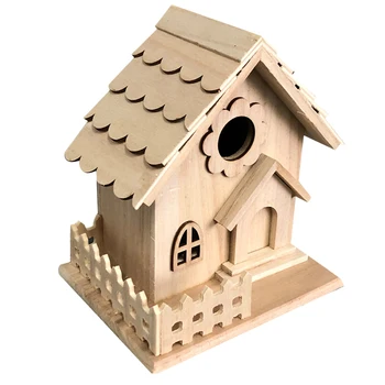 

Creative Rural Wooden Bird House Pendant Outdoor Decoration Crafts Wooden House Desktop Adornment Gift for Home