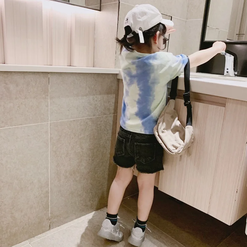 Cong Little Sister/ г. Летние новые стильные джинсовые шорты с дырками для девочек; Детские модные штаны в Корейском стиле; шорты