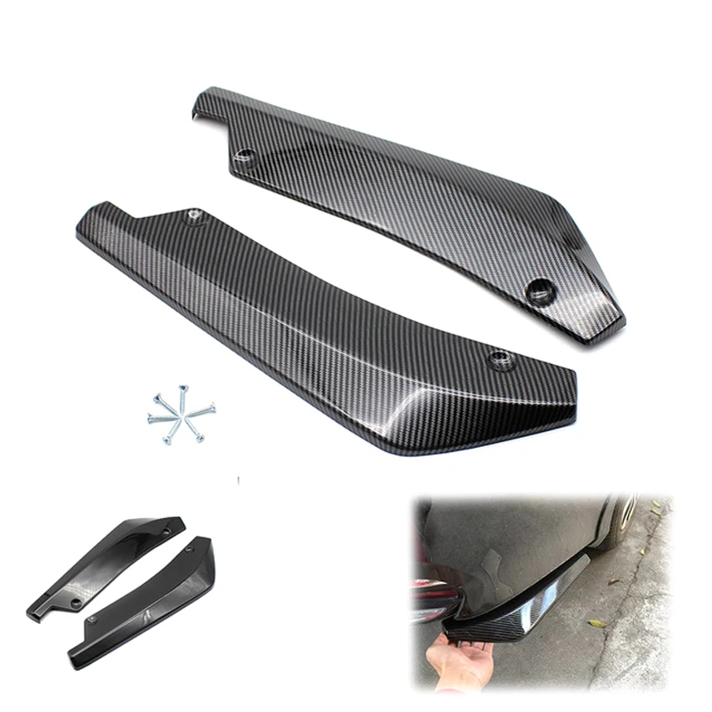 

Car Auto Carbon Fiber Universal Anti-Scratch Car Rear Bumper Lip Diffuser Splitter Spoiler Decor Protection Glossy Black QC0200