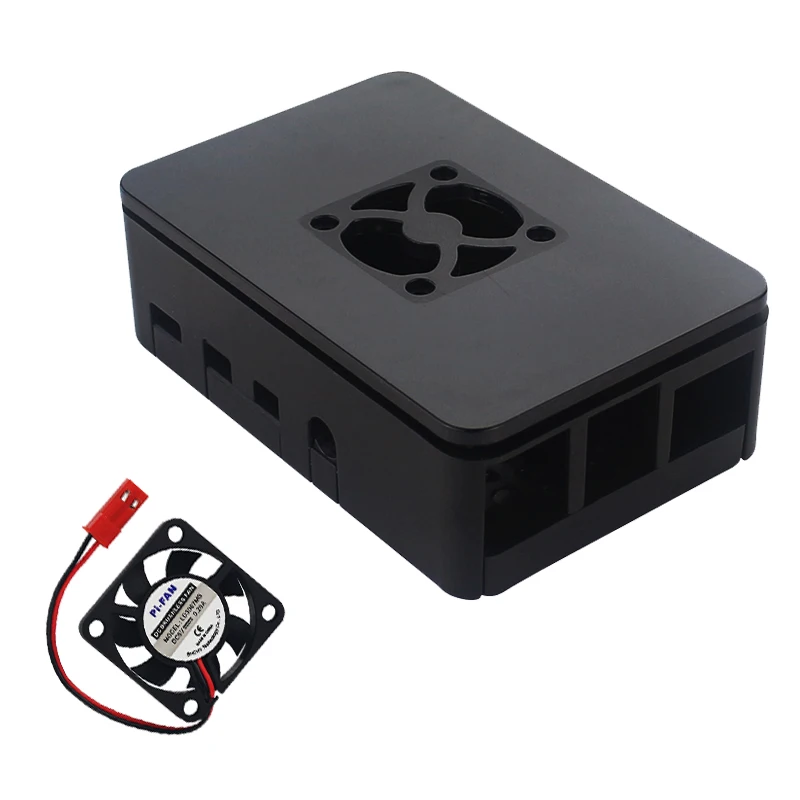 Black with Fan Raspberry Pi 4 ABS чехол пластиковая коробка prtective Shell Черный корпус Поддержка вентилятор охлаждения для Raspberry Pi 4 - Цвет: Black with Fan