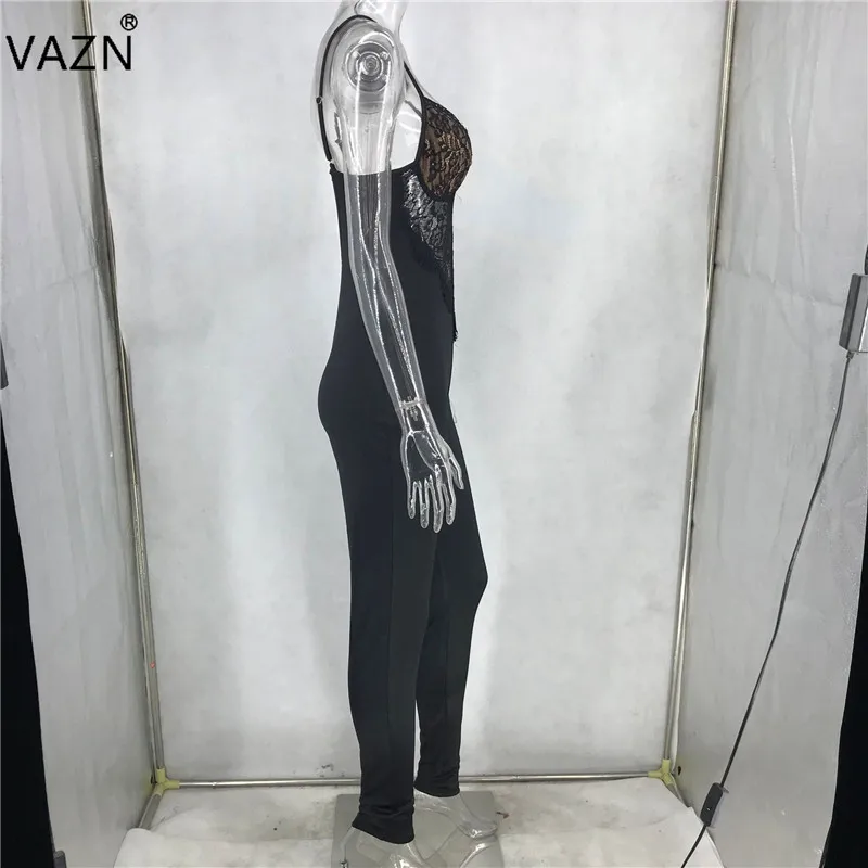 VAZN летний женский снижение возраста без рукавов кружева тонкое ремень сексуальный комбинезон с вырезом Длинные брюки MS968