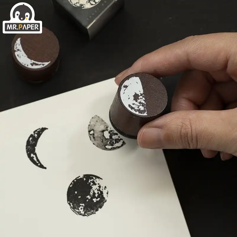 Mr Paper 8 видов конструкций Planet Moon деревянные марки резиновый Vntage для скрапбукинга деко DIY ремесло стандартная деревянная печать канцелярские товары