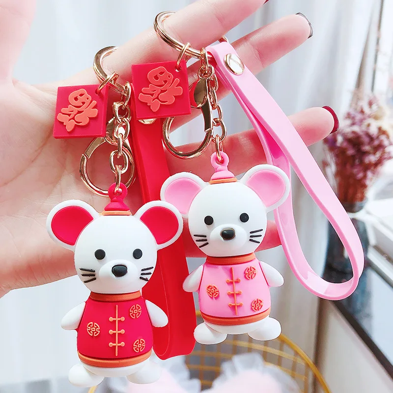 

2020 Zodiac Year of the Rat Lucky Lucky Keychain Cute Mouse Soft Adhesive Creative Couple Mobile Phone Case Bag Ornament Pendant