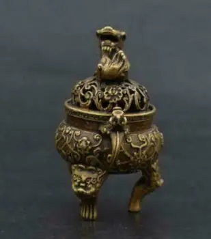

China's Old Handwork pure brass Beast head small Incense burner