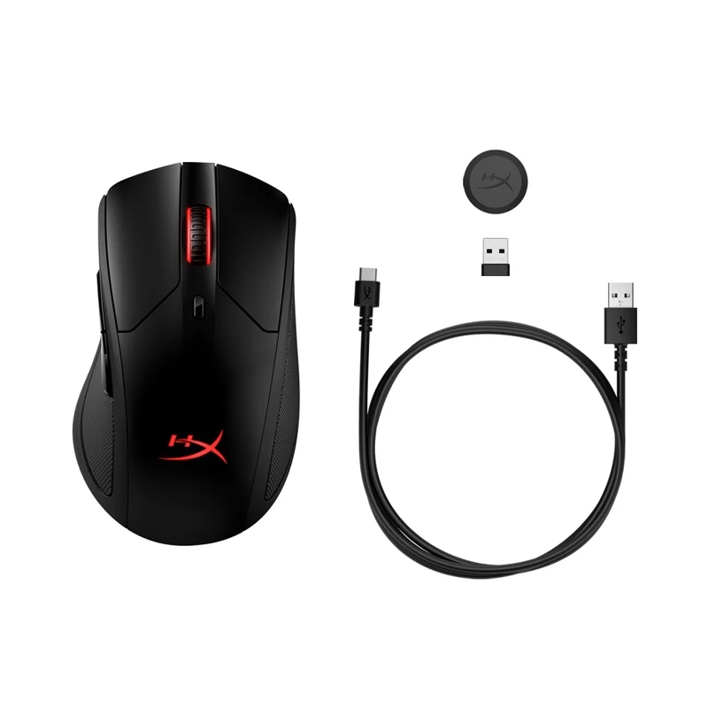 Мышь HyperX Pulsefire Dart оптическая, Pixart 3389, беспроводная, 16000 dpi, подсветка RGB, USB, цвет: черный