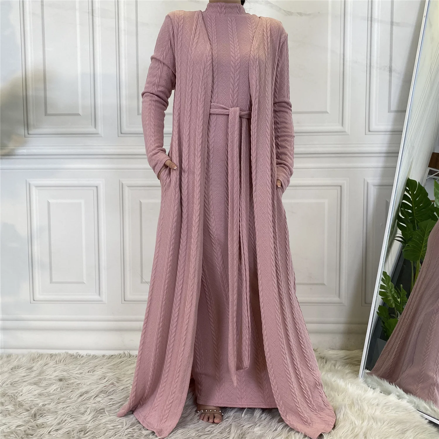 1906#Sweater Arabic Robe Long Sleeve Abaya Women's Clothing Only coat - CHAOMENG MUSLIM SHOP