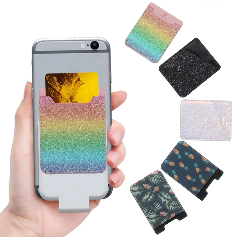 

Adhesive Sticker Back Cover Phone Card Case Credit Card Holder Bag Case Pouch For Cell Phone Women Men ID Bus Card Key Wallet