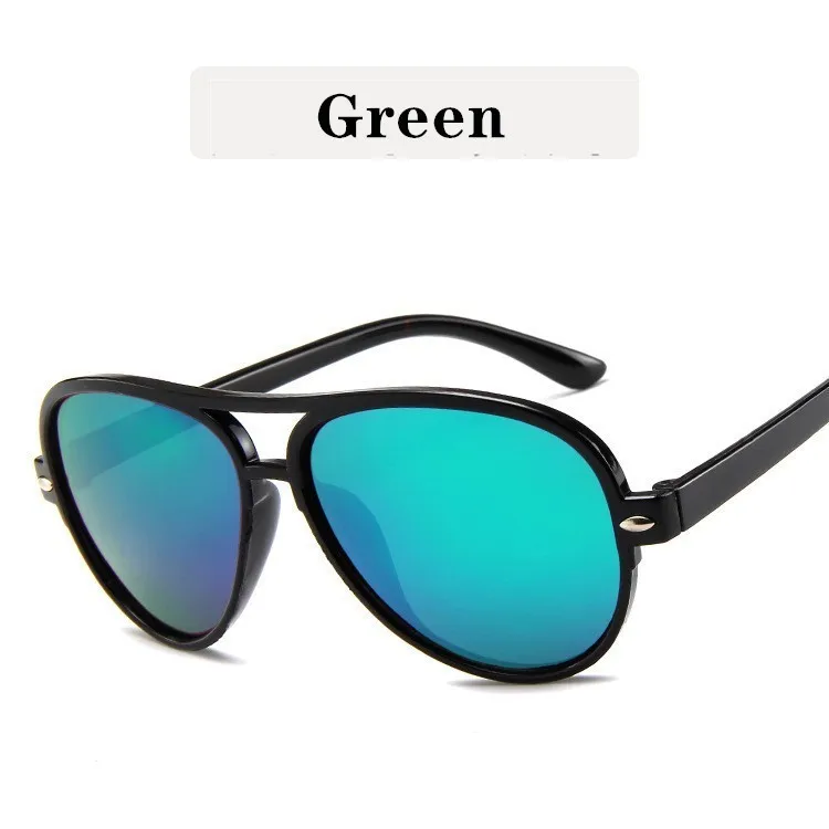 New Kids Sunglasses for Children Fashion Polycarbonate Frame Mirror Sun Glasses Acrylic Lens Double Beam Grils Glasses - Цвет линз: Зеленый