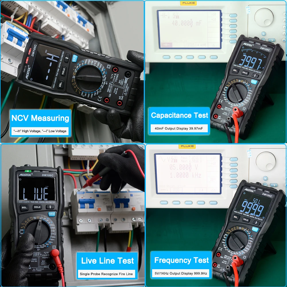 MESTEK DM100C Цифровой мультиметр True RMS ESR метр установка для измерения параметров конденсаторов мини мультиметр NCV Live Line тестер анти-ожога предохранитель сигнализация