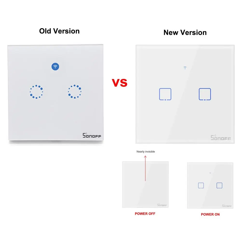 Sonoff T1 EU Smart Wifi настенный сенсорный выключатель света 1 банда 2 банды сенсорный/WiFi/433 RF/APP удаленный контроллер для умного дома работа с Alexa