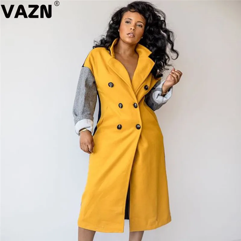 VAZN BN9200, для молодых девушек, для офиса, для зрелых, сексуальная мода, v-образный вырез, длинный рукав, бандаж, карман, Джокер, длинный костюм, Женская Длинная Верхняя одежда