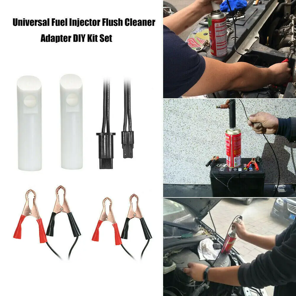 

Vehicle Fuel Injector Flush Cleaner Adapter DIY Kit Car Cleaning Tool with 2 Nozzles clean most car motorcycle fuel injectors