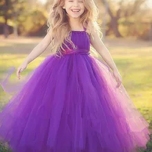 Фиолетовое свадебное платье-пачка подружки невесты с цветочным узором для девочек; Пышное Бальное платье из тюля; вечерние платья принцессы на День рождения; одежда для выпускного бала; vestido