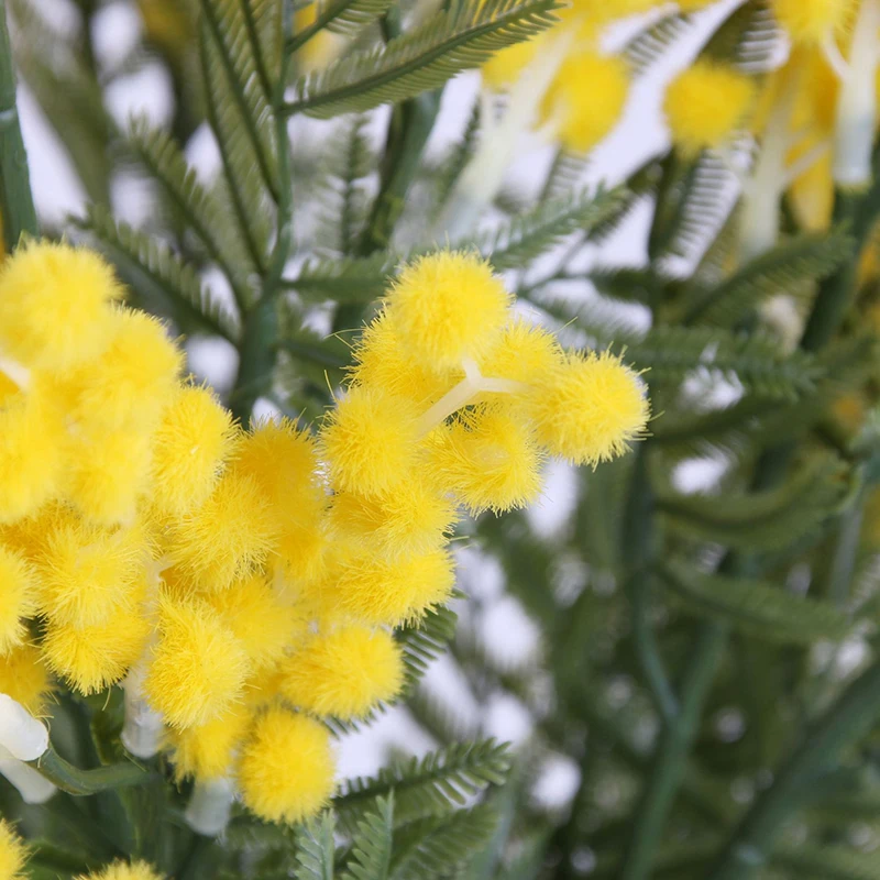 JAROWN Artificial Acacia Yellow Mimosa Plush Pudica Fake Silk Flower Wedding Party Decor Red Bean Plant Home Decor (35)