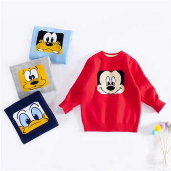 

Disney Children's Pullover Sweater Mickey Mouse Baby Boys Girls Sweaters Tops Warm Long Sleeve Knitted Clothes Kids Blouse Shirt