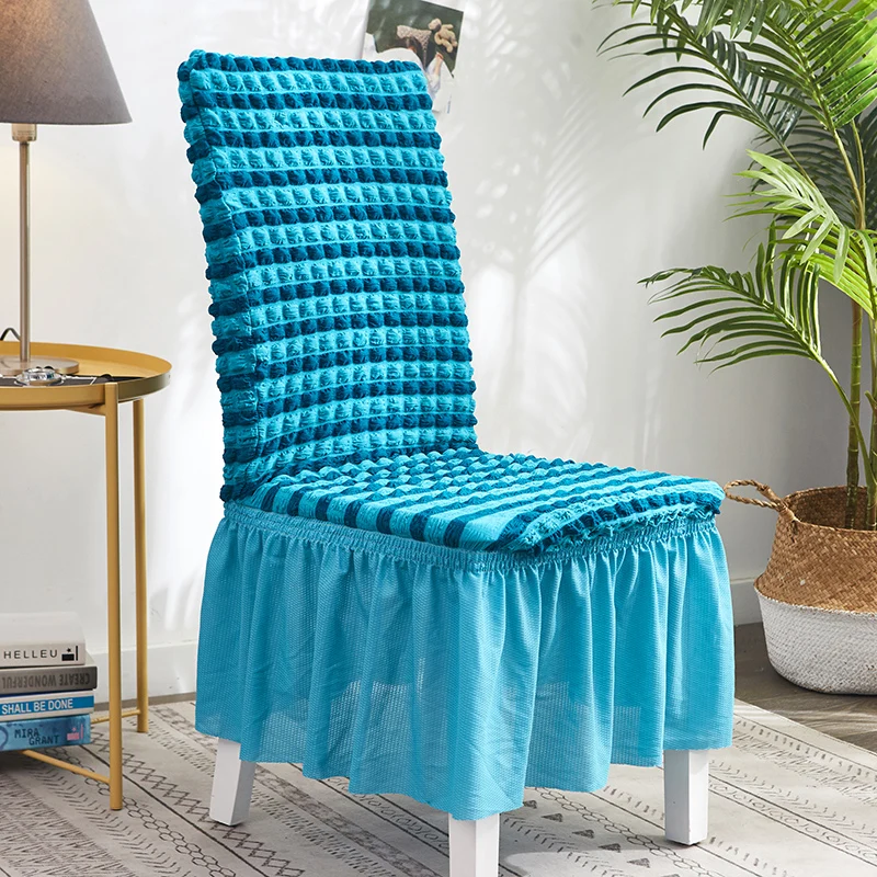 1 упаковка натяжные комплекты чехлов для стульев для столовой, эластичные Защитные чехлы для мебели, съемные моющиеся эластичные чехлы - Цвет: Синий