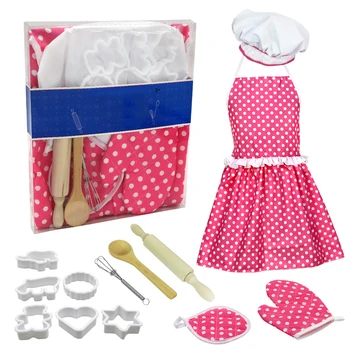 

Kitchen Kids Chef Set DIY Cooking Baking Suit Toys Set Pretend Clothes Apron Gloves Children Kitchen Simulation Kitchen Tools