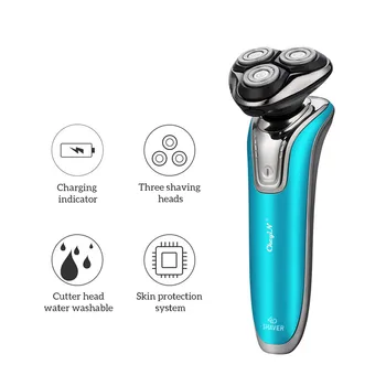 

Men's Electric Shaver 3D Floating Rotary Beard Trimmer Triple Blade Cordless Razor Rechargeable Face Care Shaving Machine 50