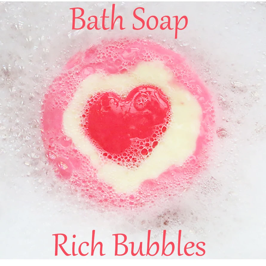 Увлажняющее мыло, пузырьковое банное мыло в форме сердца, масло ши, банное мыло, бар, розовое эфирное масло, скраб для тела, соль для ванны, бомбы, 2 шт