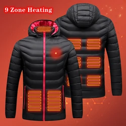 9 Areas Heated Jacket USB Men's Women's Winter Outdoor Electric Heating Jackets Warm Sports Thermal Coat Clothing Heatable Vest
