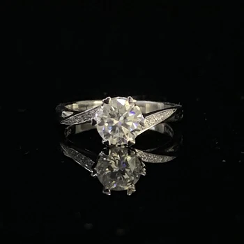 

18K White Gold Ring Moissanite Engagement Ring DF color moissanite Jewelry Round Cut Diamond Ring for Lover