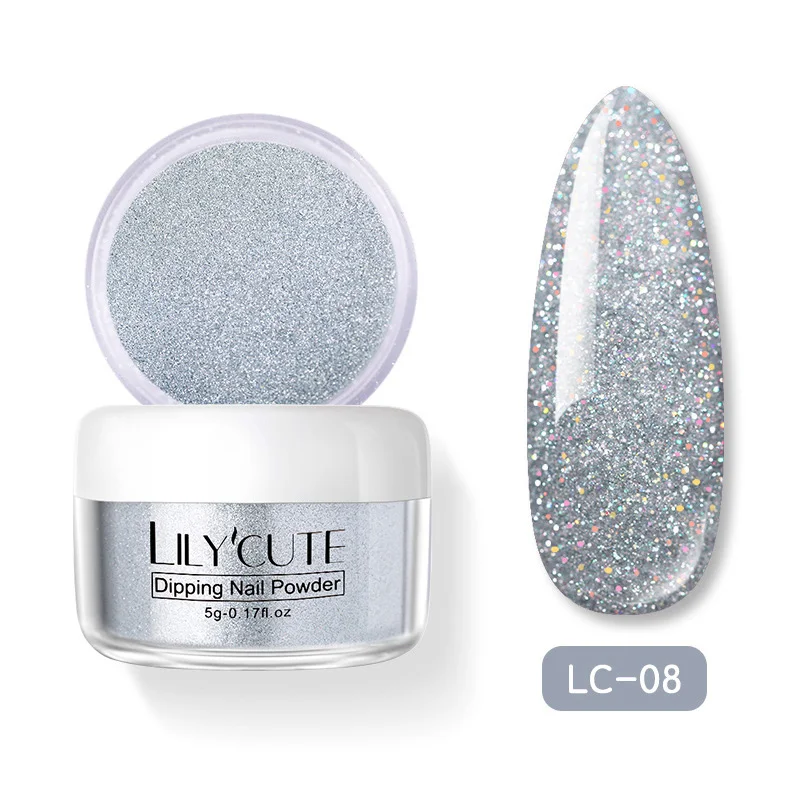 Glitter LC-08 LILYCUTE 4 шт./компл. голографическая погружения ногтей Блеск порошок Наборы градиент Французский ногтей порошок красочные натуральный сухой лак для ногтей пигмента - Цвет: Glitter LC-08