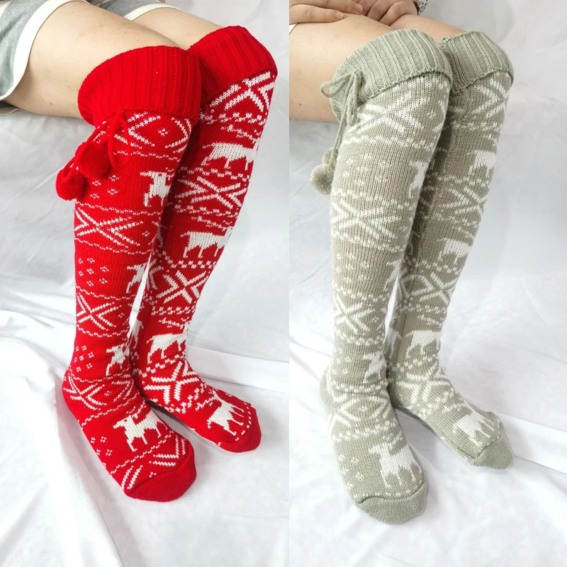 

Women Knitted High Over The Knee Socks Lady Lovely Warm Comfortable Thick Long Socks Winter Christmas Xmas Stockings Gifts