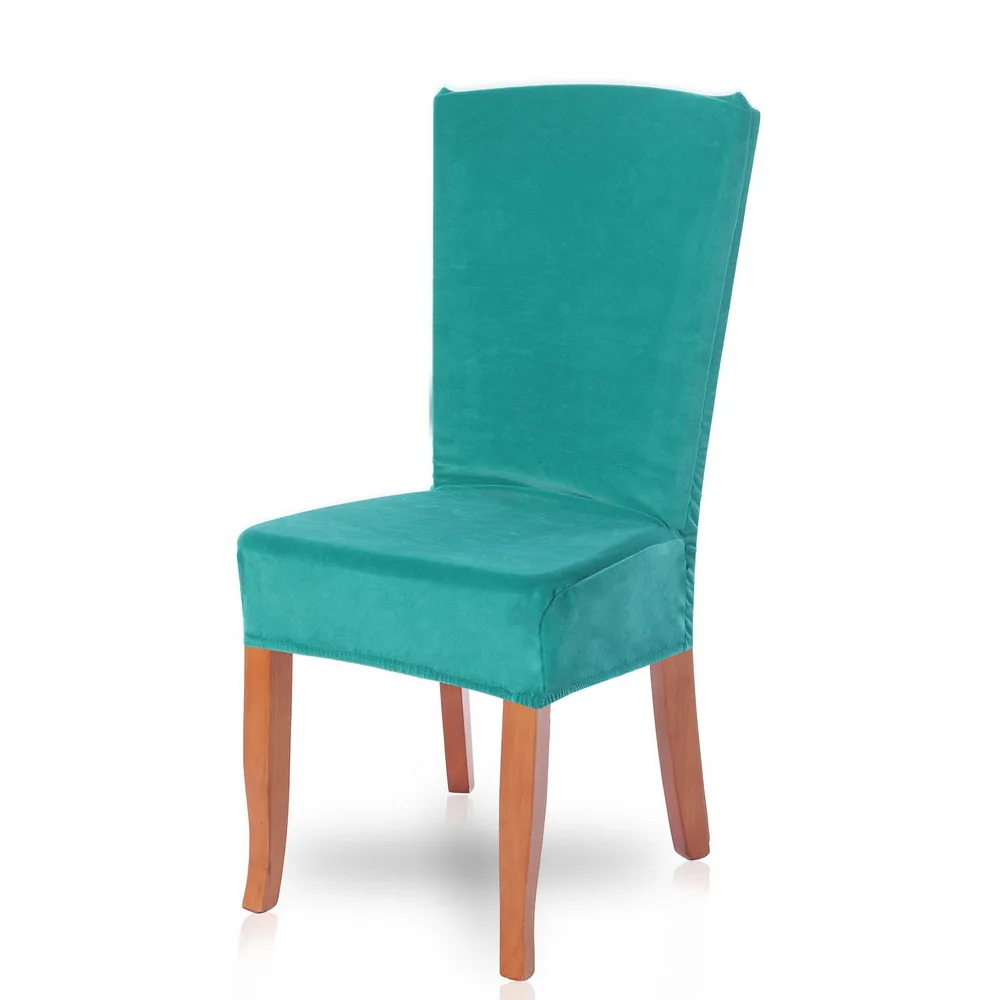 1/2/4/6pcs Soild Color Stretch Chair Cover Restaurant Elastic Slipcover Dining Room Fundas Removable Seat Case for Wedding Hotel - Цвет: Peacock blue