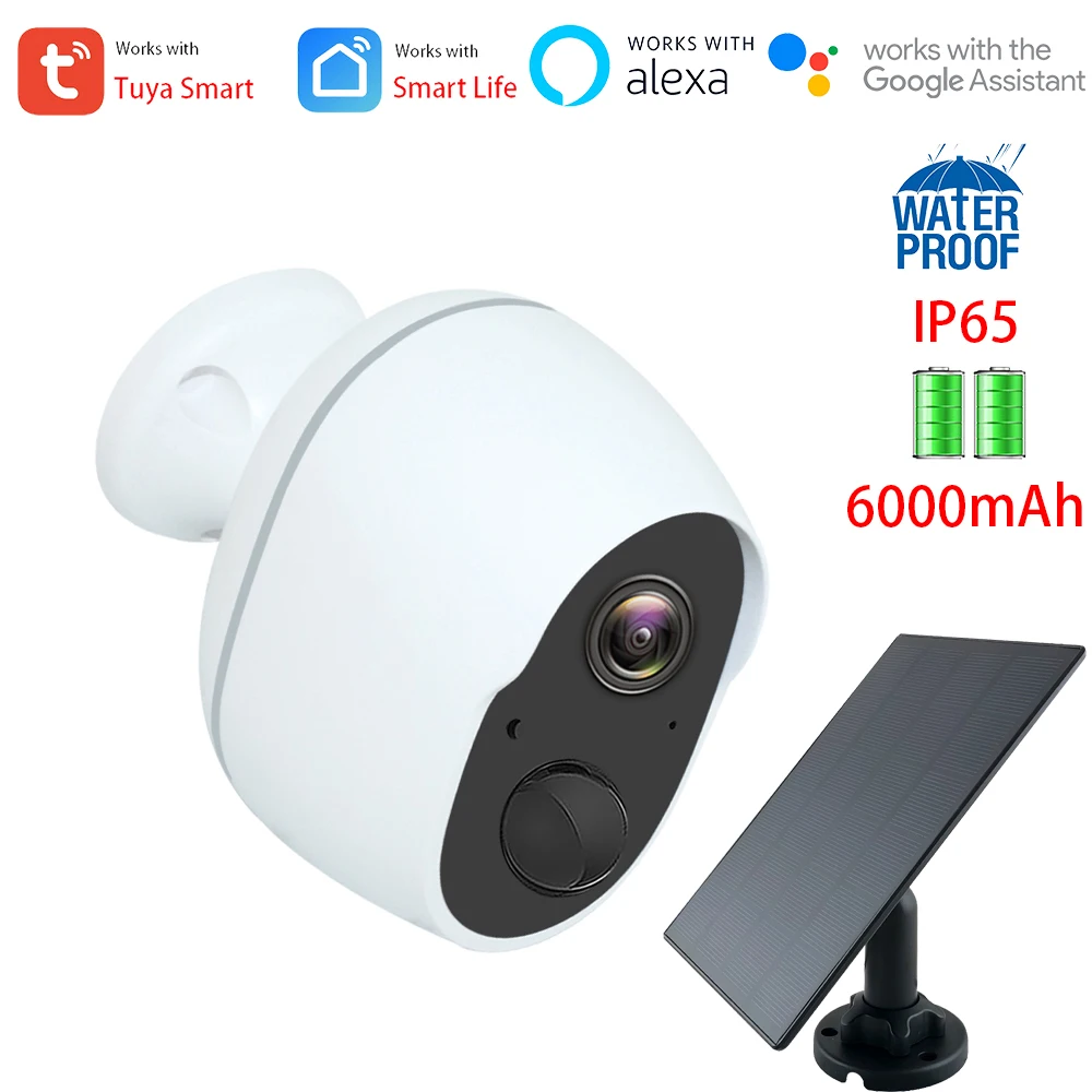 Солнечная панель Tuya Smart Life 3 5 Вт 6000 мАч аккумуляторная батарея IP65 уличная Wi-Fi 1080P IP