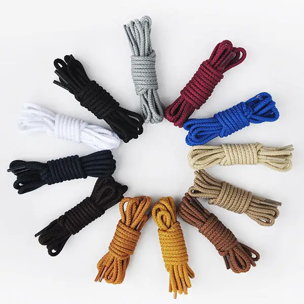 1 Pair Round Leather Martin Boot Shoelaces High-grade Metal Head Round Fashion Casual Sports Basketball Leather Shoes Lace Twist