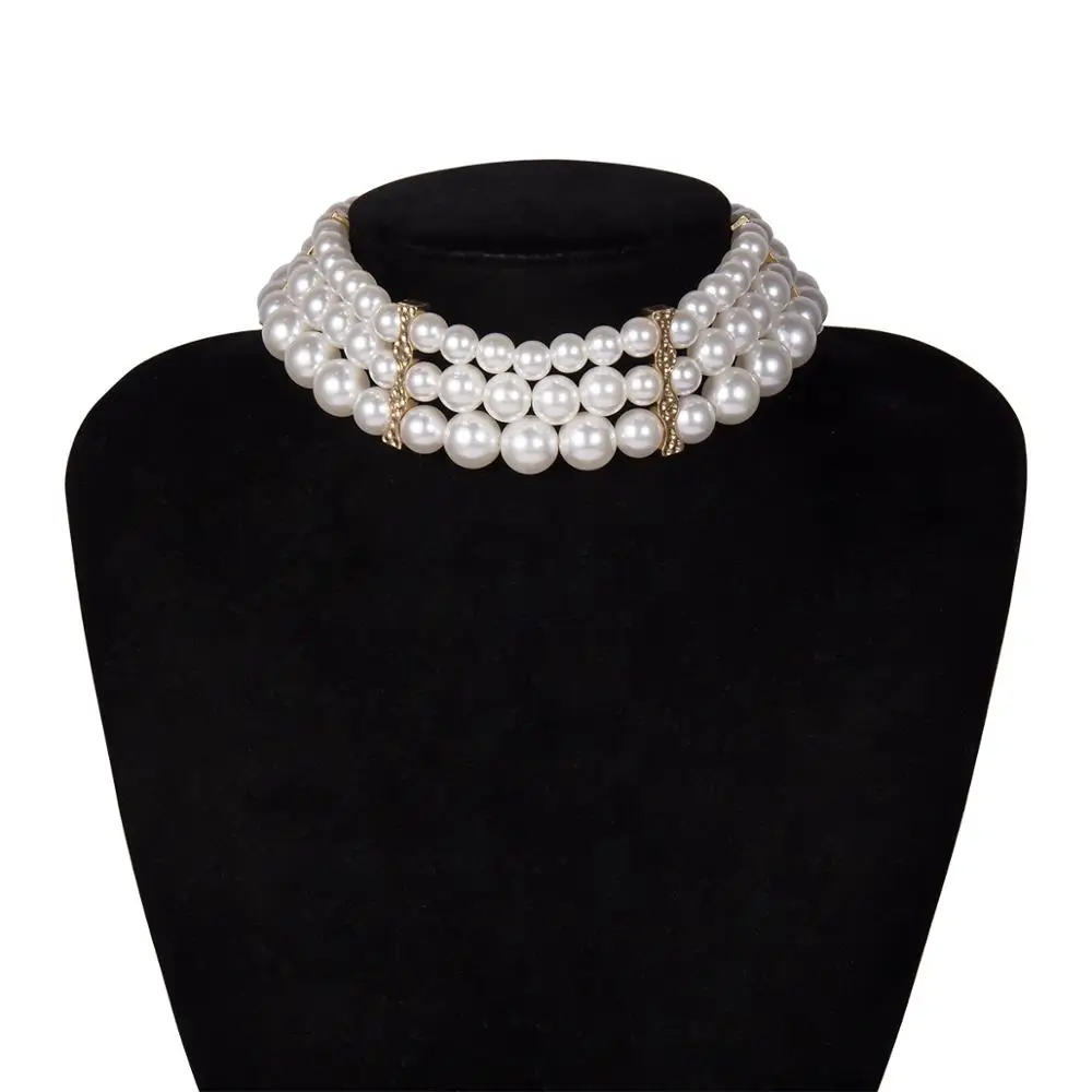 KMVEXO золото многослойное имитация жемчуга ниспадающее ожерелье на шею для женщин девушки Strand вечерние свадебные ювелирные украшение невесты Bijoux - Окраска металла: Multilayer Pearl