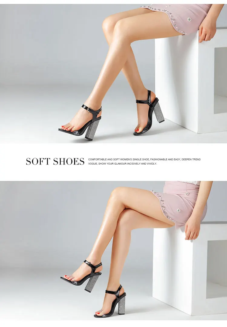 35-42 Oversized Sandals, women's thick Heels, single Shoes, high-heeled Sandals, solid color women's Sandals