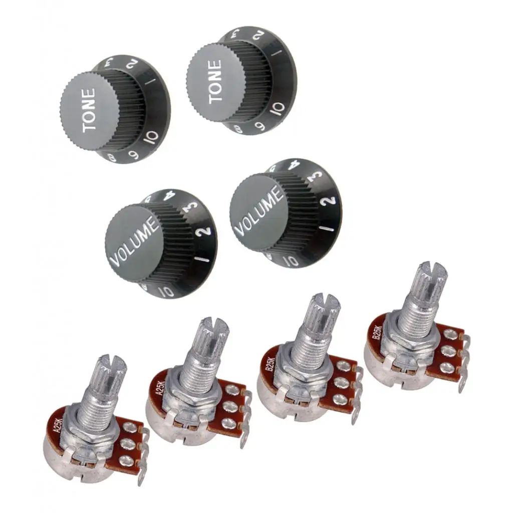 Guitar Speed Control Knob and 18mm Split shaft Guitar Volume Tone Pots Black