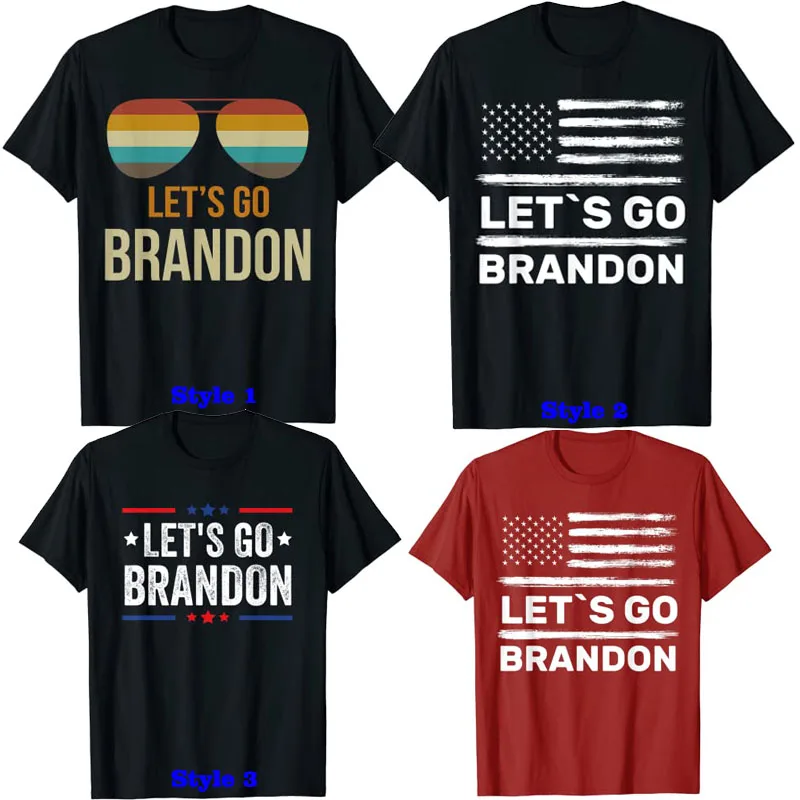 Let'S Go Brandon T-Shirt Anti-Bandiera Americana Conservatore Divertente Occhiali Da Sole Vintage Tee Tops