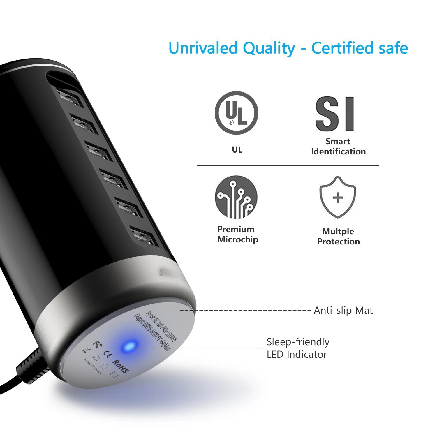 Смарт USB зарядное устройство 6 USB порт цилиндр настенное зарядное устройство телефон зарядных станций для Android, Apple iPhone 7 Plus iPad Pro/Air 2 LG