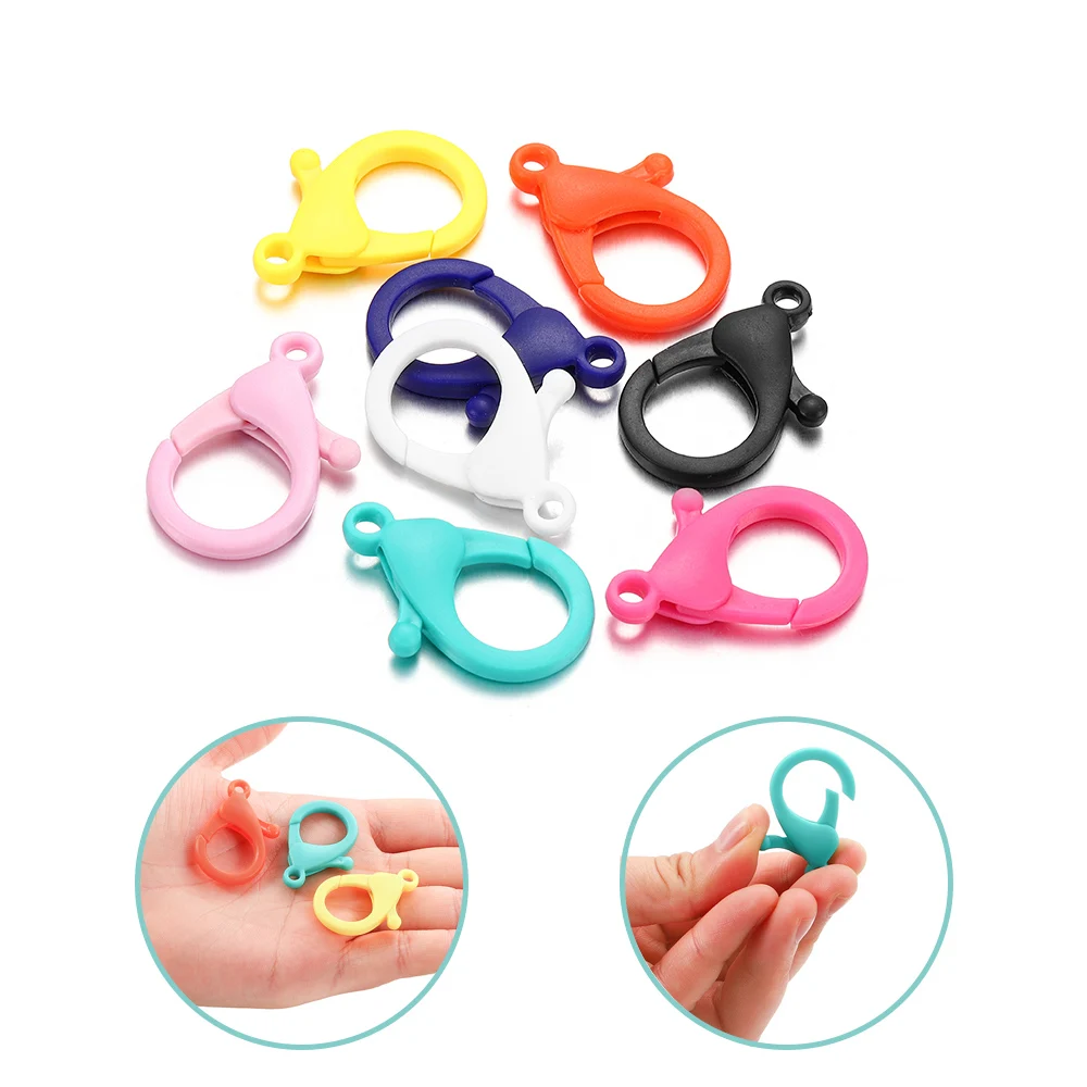 

10Pcs/lot 35mm Colorful Plastic Lobster Clasps Key Chain Key Ring Buckle Snap Hook For DIY Jewelry Making Findings Accessories