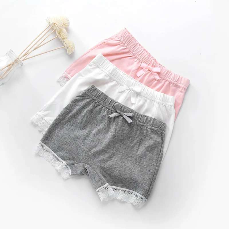 부드러운 탄성 코튼 레깅스 반바지 여아용, 솔리드 속옷 팬티