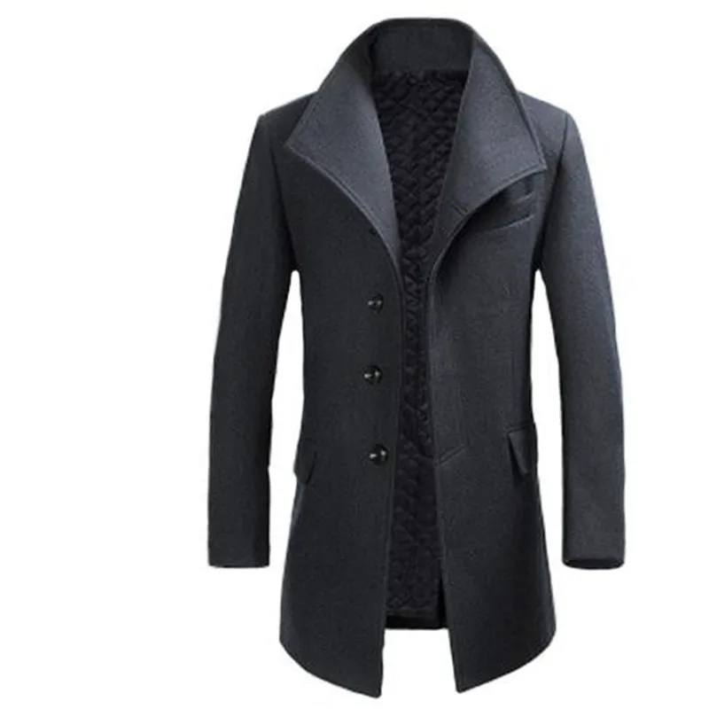 Casaco Masculino Inverno пальто из плотной шерсти Мужское пальто с отложным воротником на одной пуговице шерстяная куртка для мужчин