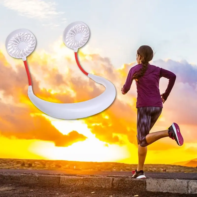 Hands-free Neck Band Hands-Free Hanging USB Rechargeable Dual Fans Mini Air Cooler Summer Portable