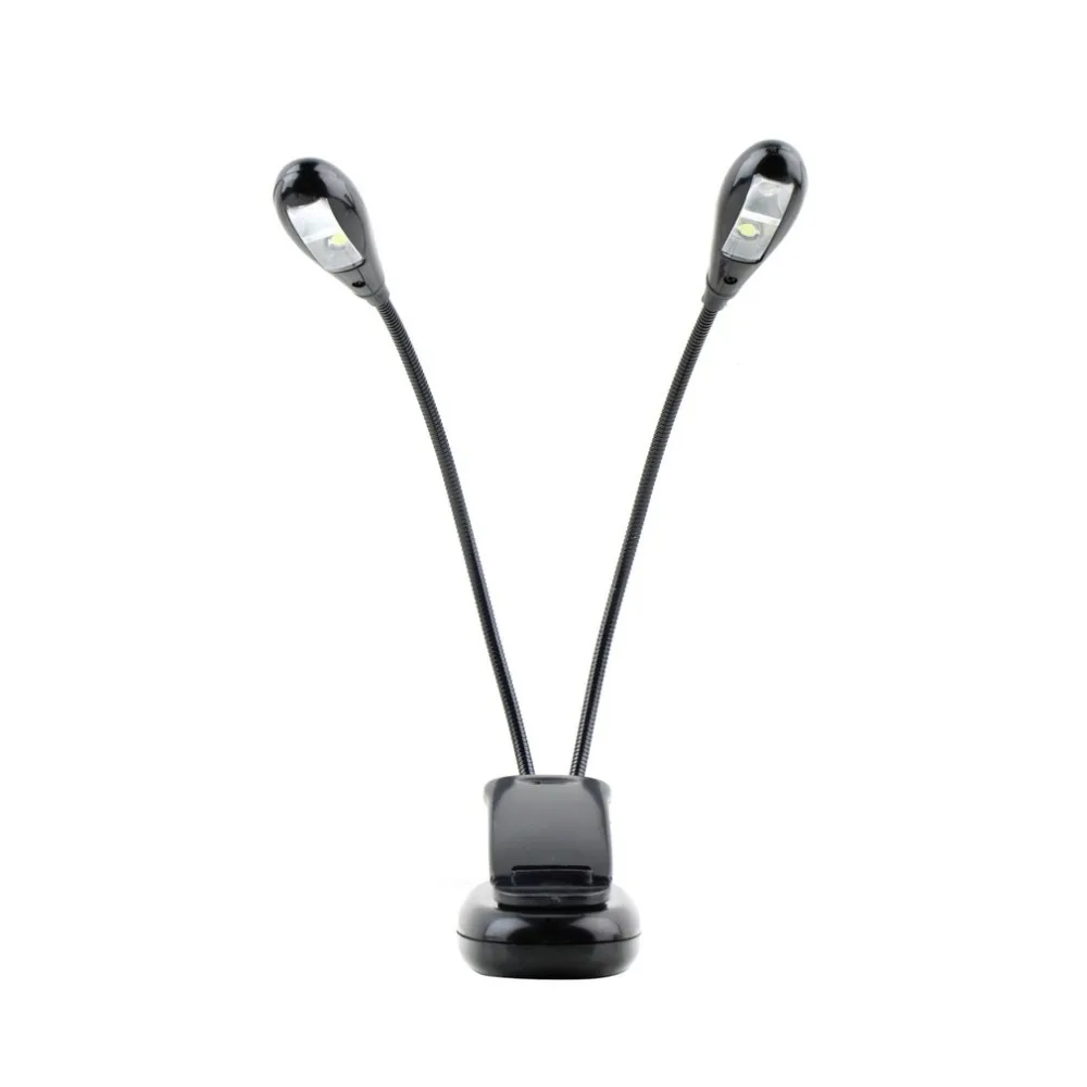 Clip-on Book Lights table Lamp desk Light USB 2 Dual Flexible Arms 4 LED for Piano Music Stand Dropshipping black