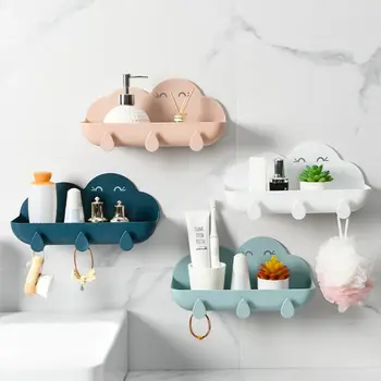 

Lovely Clouds Bathroom Wall Mounted Shelf Storage Shampoo Holder Rack Organizer Towel Key Hanger Shower Shelves