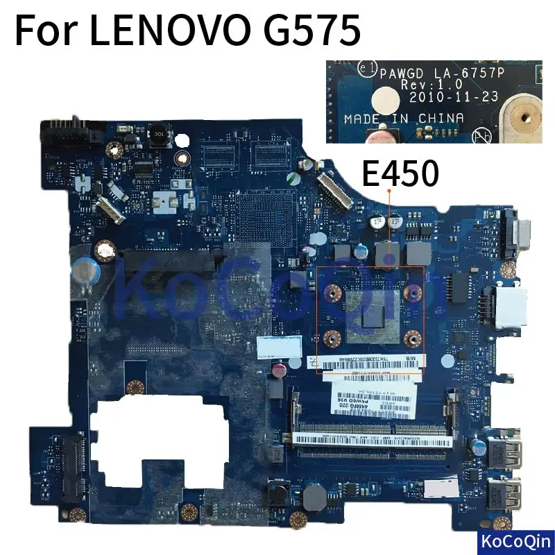 KoCoQin материнская плата для ноутбука LENOVO G575 E450 материнская плата PAWGD LA-6757P