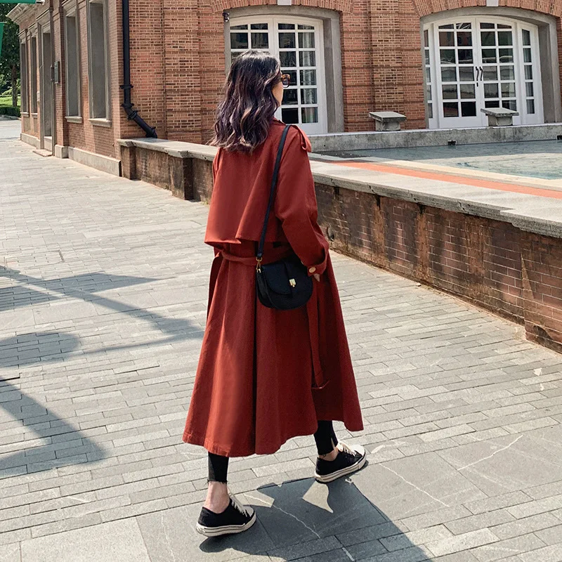 

Waitmore Trench Coat Women's Mid-length over-the-Knee 2019 Spring And Autumn New Style Popular Students England Parka Coat