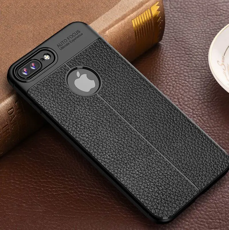 Противоударный матовый чехол для Iphone XS MAX XR X Lychee кожаный магнитный кольцо мягкое Силиконовое телефон для Iphone 6 7 8 6s Plus чехол - Цвет: Черный