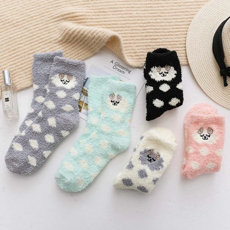 Домашние мягкие носки-тапочки для женщин и девочек; пушистые теплые рождественские носки; бархатные носки кораллового цвета с рисунком для принцессы; подарки на день рождения