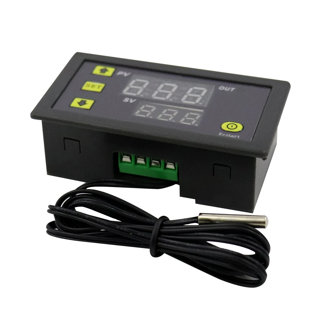 디지털 온도 제어 LED 디스플레이 온도 조절기, AC110-220V 프로브 라인, W3230, 12V, 24V, 20A, 가열 및 냉각 제어 기기